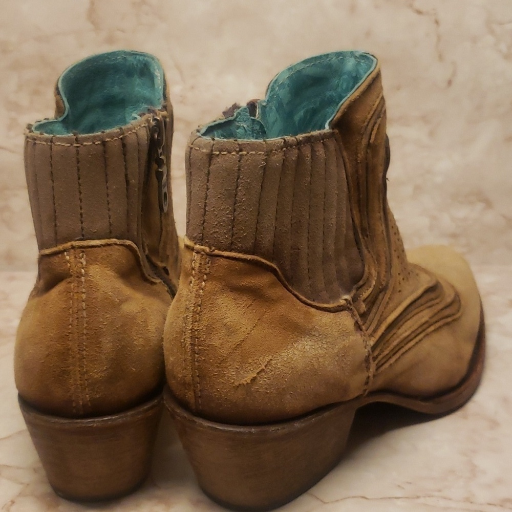Corral Vintage tan leather zip up pointy cowgirl western women's boots size 7.5 - Picture 5 of 8